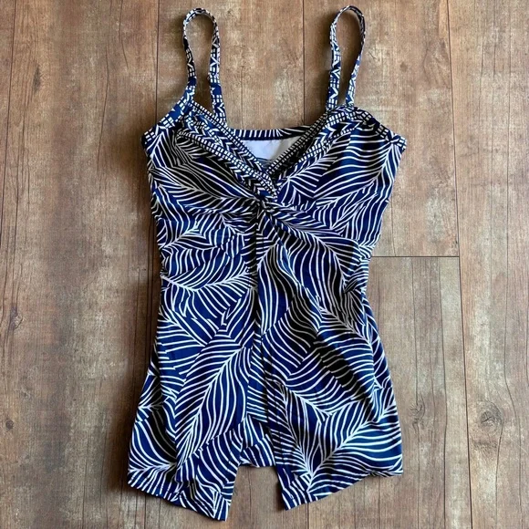 Miraclesuit Lush Lanai Love Knot Underwire Tankini Swimsuit Top Size 10 - Picture 3 of 10